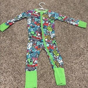 Showstoppers Colorful Kids One Piece with Green Accents Bamboo Pajamas